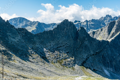 Mountain peak Ostry stit (Ostry Szczyt) in the Main Ridge of the Tatra Mountains, Slovakia.