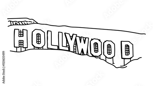 PNG Hollywood Sign California doodle illustration, transparent background