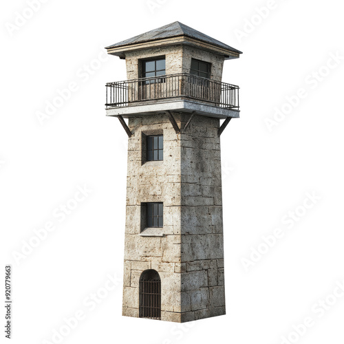 PNG Old stone watchtower in an empty landscape