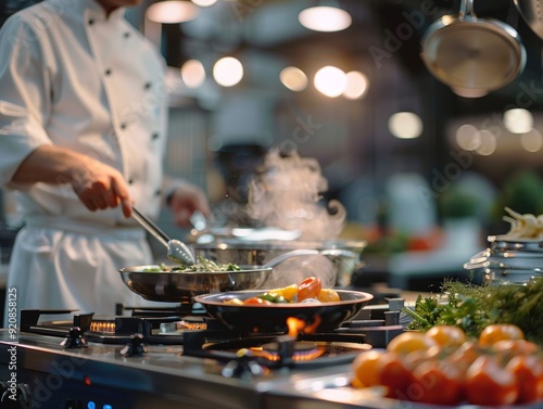 A new kitchen gadget being demonstrated by a professional chef at a cooking show