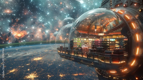 Celestial Convenience A Miniature Supermarket Suspended in the Vastness of Space