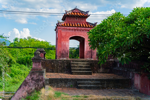 The gates of the ancient citadel. The Dien Khanh Citadel is located 10 kilometers west of Nha Trang in Vietnam. The citadel was built in 1793. 