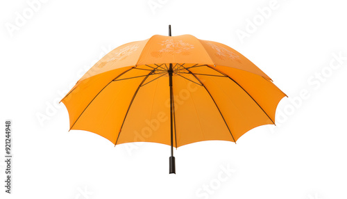 Vibrant Orange Umbrella Isolated on Transparent or White Background