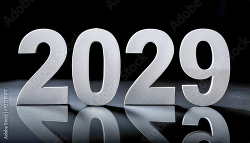 Happy 2029 with white letters on black background