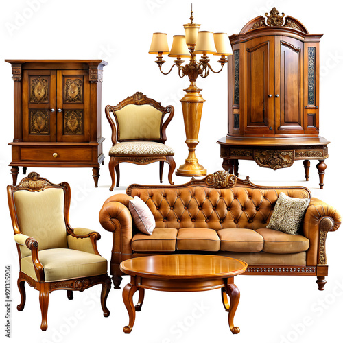 antique furniture and armchair