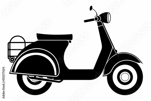 Scooter bike black silhouette,cool lamb Retta silhouette vector