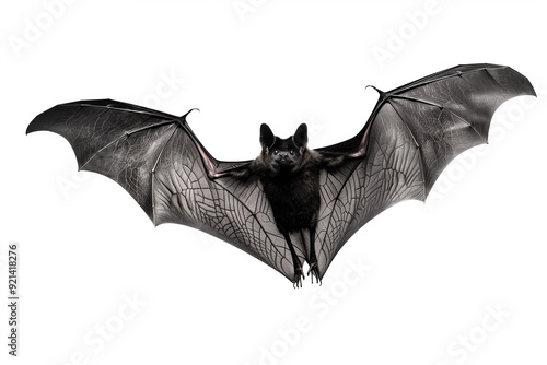 Bat with Open Wings on White Background