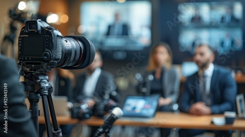 A crisis management team conducting media training for company spokespeople