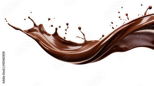 Dark chocolate liquid splash isolated on transparent white background, clipping path