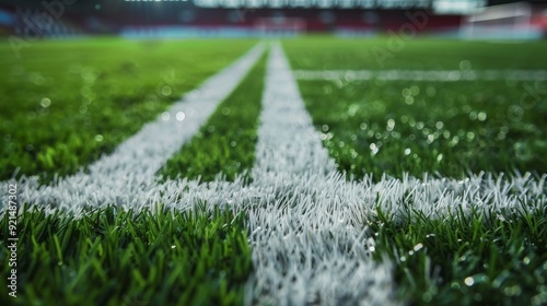 Close-up of the penalty spot on a football field, ready for crucial moments.