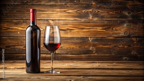 Wine bottle and glass on a rustic wooden table , wine, bottle, glass, alcohol, beverage, drink, red, white, sparkling