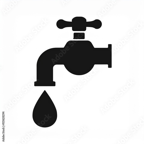 water faucet tap black icon isolated on white