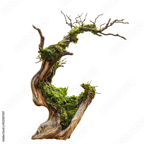 PNG Mossy curved tree trunk in bright light