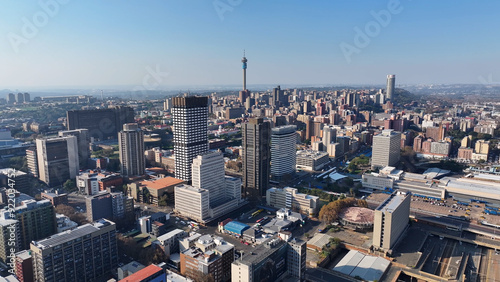 Johannesburg Skyline At Johannesburg In Gauteng South Africa. Downtown Cityscape. Business District Background. Johannesburg At Gauteng South Africa. High Rise Buildings. City Landmark.