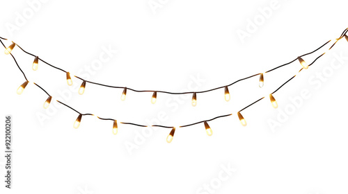 Twinkling string lights design, isolated on white background