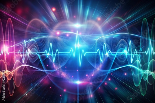 Abstract Pulse: Fluid electrocardiogram with swirling lines and shapes, embodying unpredictability and spontaneity.