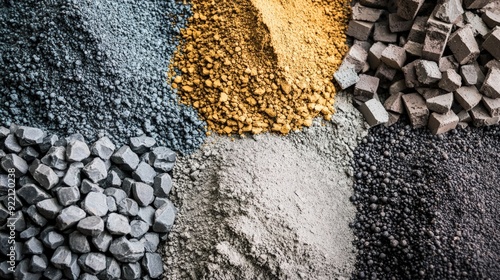 Close Up of Various Cement Types and Aggregates, Presenting Different Components of Concrete Mixtures.