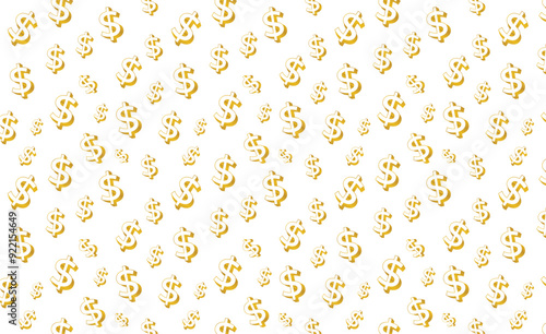 3D Dollar sign gold seamless vector editable pattern background. Money sign vector pattern background