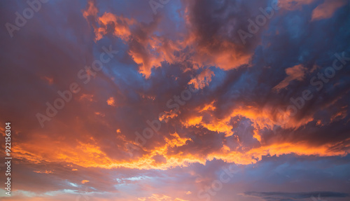 Beautiful sunset sky with amazing colorful clouds