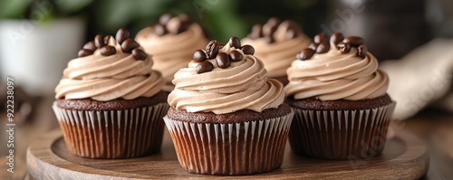 Mocha mousse cupcakes with a coffeeflavored muffin base, topped with chocolatecovered espresso beans, mocha mousse cupcakes muffins, rich dessert pairing