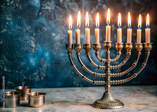 hanukkah menorah with candles