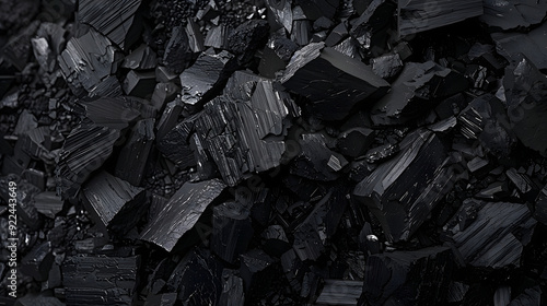 Natural black coal for industrial charcoal background 