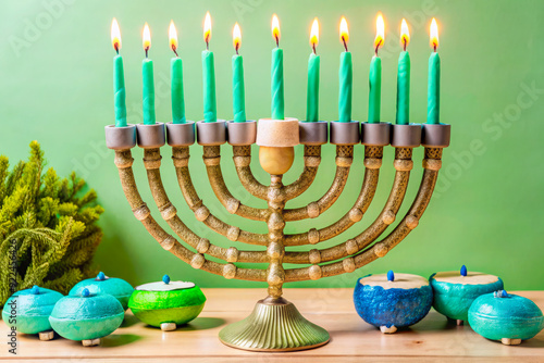 hanukkah menorah with candles