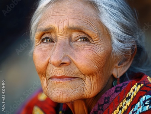 Navajo Cherokee: Portrait of a Beautiful 77-Year-Old Elderly Woman from the Cherokee Community