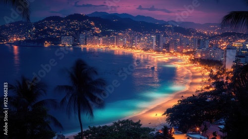 Mexico Acapulco Beach View. Tropical Coast of America for Summer Travel