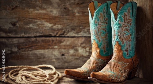 These handcrafted cowboy boots feature a unique turquoise design, perfect for enhancing any stylish western outfit. They are durable and comfortable, showcasing your fashion sense effortlessly