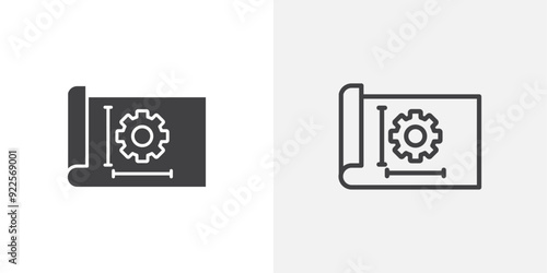 Prototyping vector icon set black filled and outlined style.