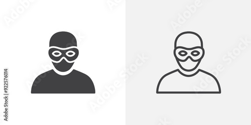 Robbery vector icon set black filled and outlined style.