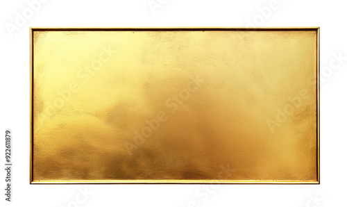 Rectangular gold plate with a metallic finish on a white background