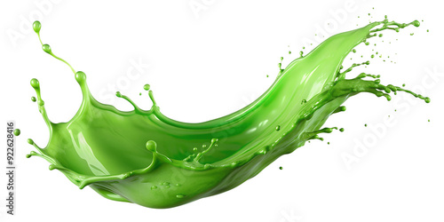 Intense green splash wave in fluid motion, PNG isolated transparent