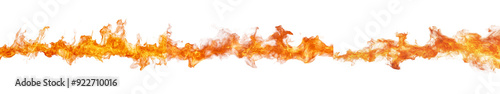 Collection of Horizontal Fire Flames - Isolated on White Transparent Background, PNG 