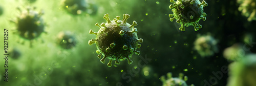 Noro virus floating in front of a green background