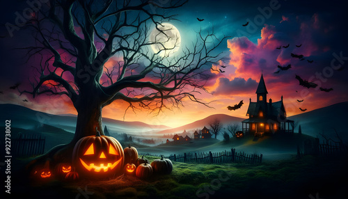 Photo a Halloween landscape background