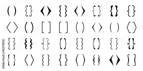 Bracket icons collection. Text brackets symbol. Vector