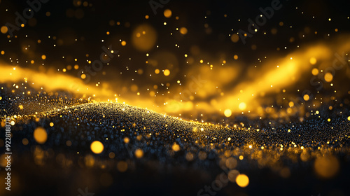 golden christmas particles and sprinkles for a holiday celebration like christmas or new year. shiny golden lights. wallpaper background for ads or gifts wrap and web design