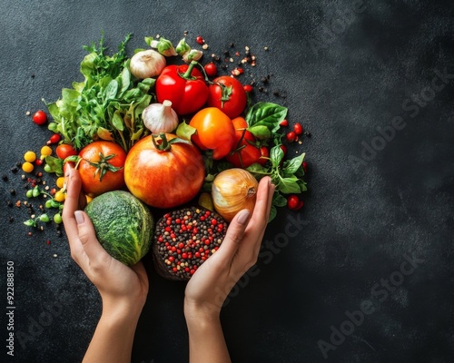 Global Awareness for World Food Day and Vegetarianism, Embracing Sustainable and Healthier Diets for a Better Tomorrow, Food Close-up, suitable for food blogs and food websites