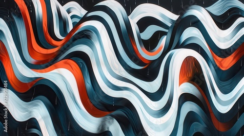 Colorful, flowing patterns undulate across a dark surface, creating a sense of energy and movement