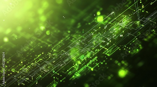 Emerald Network Convergence: Dive into a vibrant green digital landscape, where intricate data streams and glowing nodes converge, symbolizing the power and potential of modern technology.