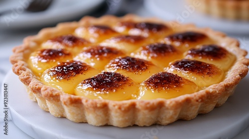 Classic Vanilla Custard Tart with Golden Caramel Glaze