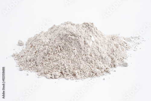 Heap of calcium carbonate powder on white background