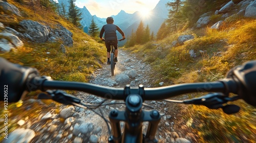 Vivid Mountain Biking Adventure on a Challenging Rocky Trail