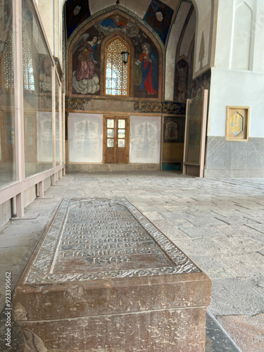 Grabplatte, armenische Vank Kathedrale, Kirche des St. Josef von Arimathäa, Isfahan, Iran, 2022