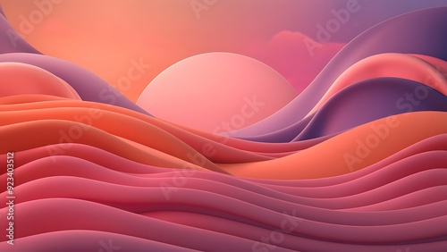 An abstract background of soft, wavy lines in warm hues of orange, pink, and purple that blend together like a sunset. The waves undulate smoothly, creating a peaceful, flowing rhythm that feels calmi