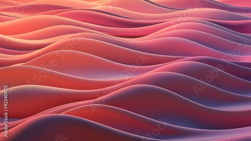 An abstract background of soft, wavy lines in warm hues of orange, pink, and purple that blend together like a sunset. The waves undulate smoothly, creating a peaceful, flowing rhythm that feels calmi