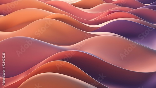 An abstract background of soft, wavy lines in warm hues of orange, pink, and purple that blend together like a sunset. The waves undulate smoothly, creating a peaceful, flowing rhythm that feels calmi