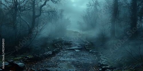 Spooky haunted forest for National Haunted Forest Day, October 24th, eerie ambiance, night setting, Halloween spirit